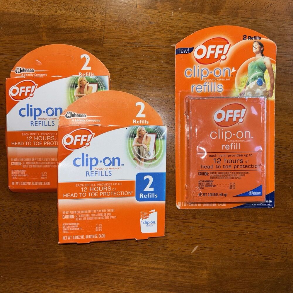 Lot Of 3 OFF! Clip-On Mosquito Repellent 2/Box Refills For Fan 12 Hr Protection